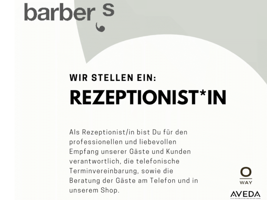 Wir stellen wieder ein: Rezeptionist*in